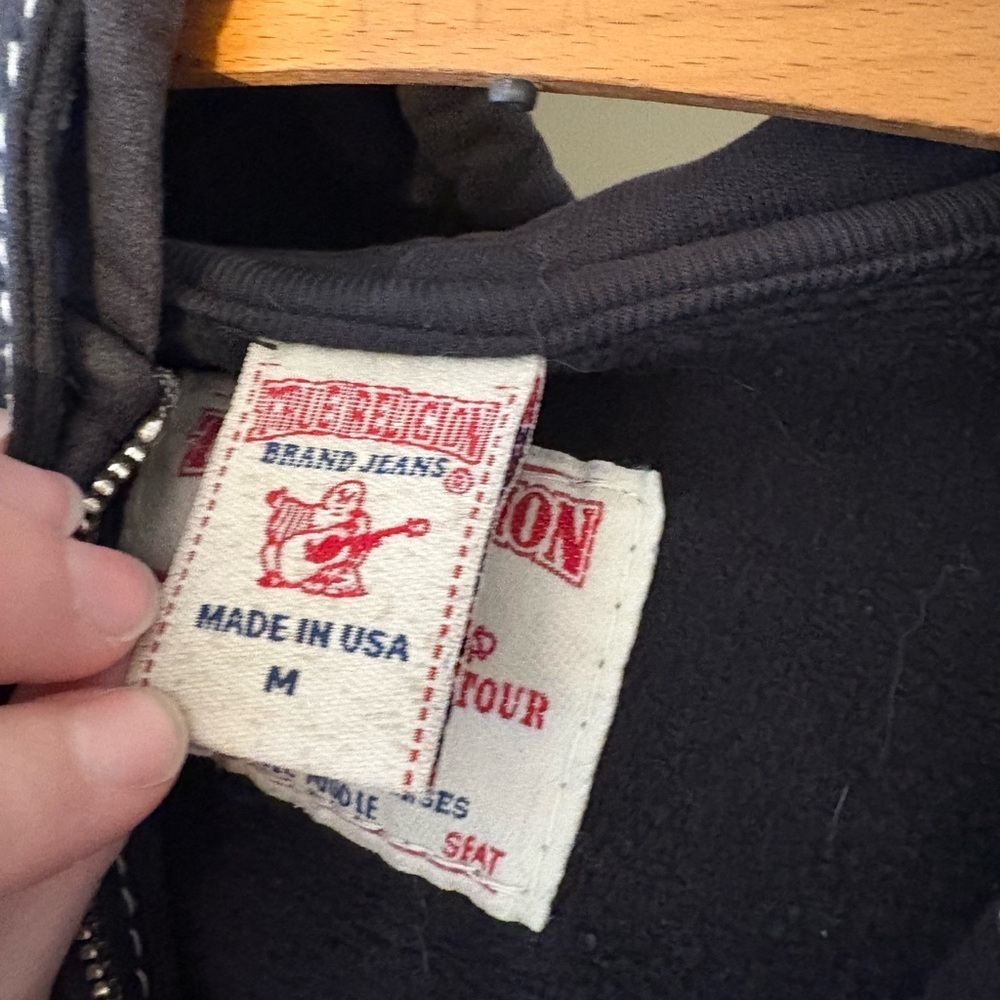 True Religion Black Hoodie Jacket with Contrast Stitching - Picture 4 of 6